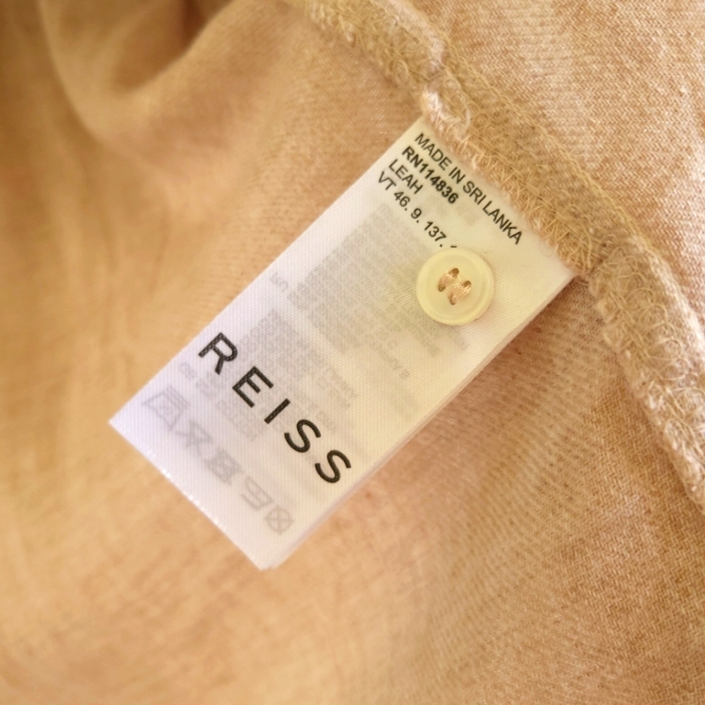Reiss Arlo Beige Textured button up Shirt - Picture 6 of 7